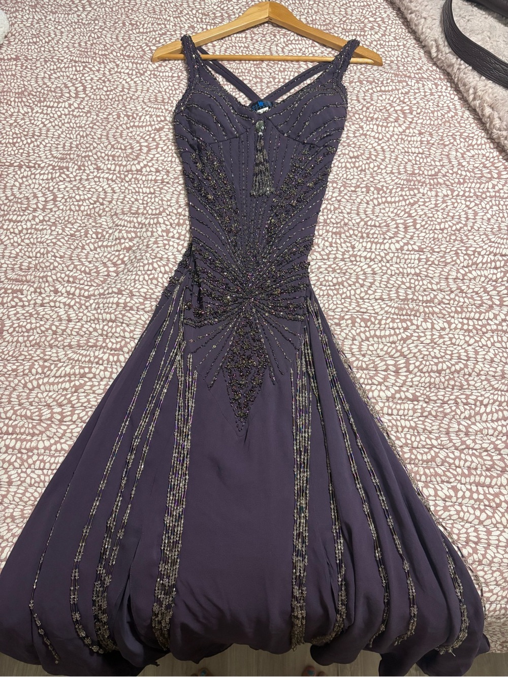 Sue Wong Beaded Dark Purple Evening Gown